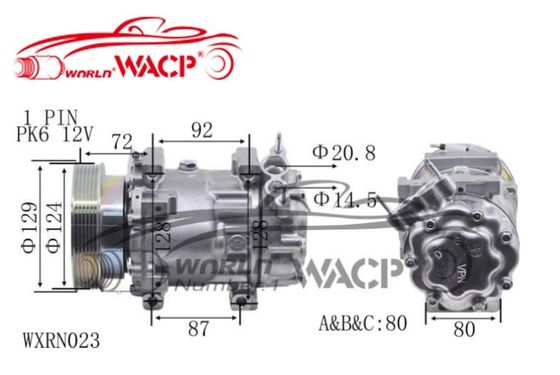 کمپرسور AC 12 ولت 6PK SD7V16 اتومبیل برای رنو دستر کلیو مگان نیسان WXRN023