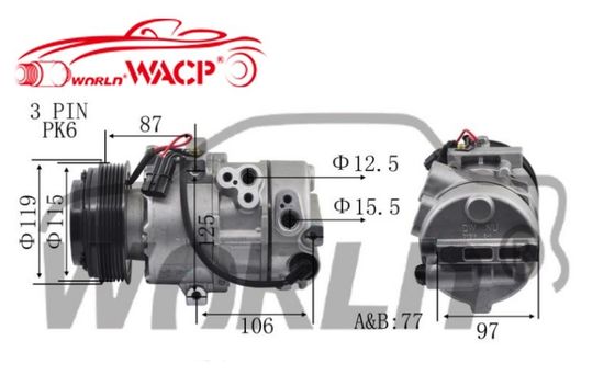 ACP1550000S کمپرسور AC اتومبیل برای کیا K3 برای اسپورتیج DW16 6PK WXKA025